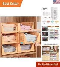 5 Pack Stackable Closet Organizer Box, Multifunctional  Foldable Closet Stor...