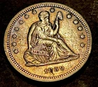 1859 Seated Liberty Silver Quarter 25c Semi Key Date High Grade AU Toned