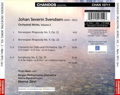 NEEME JÄRVI / BERGEN PHILHARMONIC ORCHESTRA JOHAN SVENDSEN: ORCHESTRAL WORKS, VO