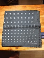 Ralph Lauren Blue Polka Dot 100 Silk Pocket Square 14.5 inches crafted in Italy
