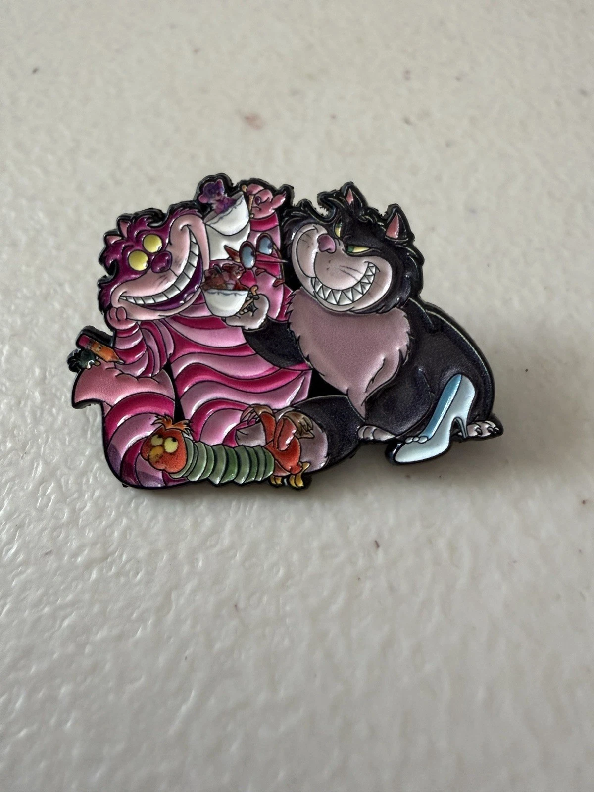Disney Cinderella Alice In Wonderland Cheshire Cat & Lucifer Enamel Pin