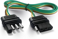 Trailer Wire Extension 4-Way 4 Pin Plug, 4 Wire 4-Flat Connector with Male & Fem