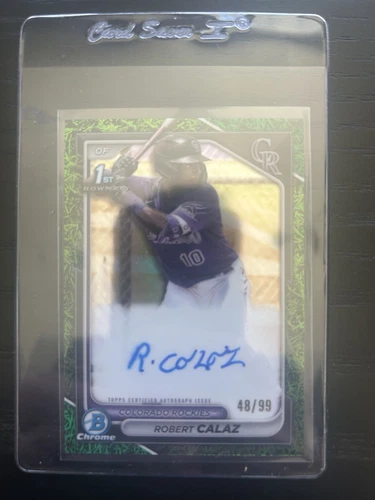 2024 Bowman Chrome Robert Calaz 1st Bowman Green Grass Refractor Auto /99