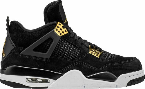 NUOVO Nike Taglia 9.5 di 308497-032 Uomini Air Jordan 4 Retrò Bianco Nero  Oro Metallizzato | eBay