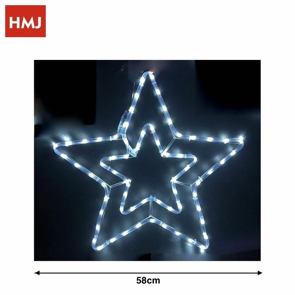 Stella Con Led Luce Bianca Fredda 58cm Decorazione Natale hmj