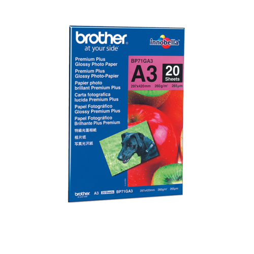 Brother Original Fotopapier glänzend 20 Stk, A3 BP71GA3, A4 BP71GA4, A6 BP71GP20 - Bild 1 von 3