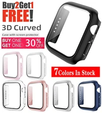 For Apple Watch Series 11 10 9 8 7 Full Cover Tempered Glass Screen Protect Case