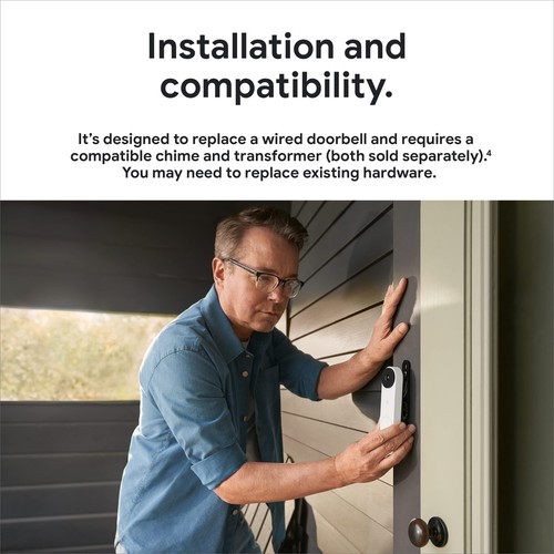 Google Nest Doorbell (Wired, 2nd Gen) - Wired Video Doorbell Camera - Snow - Picture 17 of 18