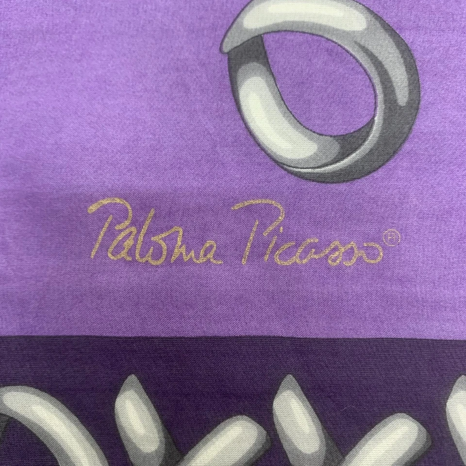 复古 Paloma Picasso 手帕丝绸头巾方形围巾裹巾领巾 — 第 4/4 张图片