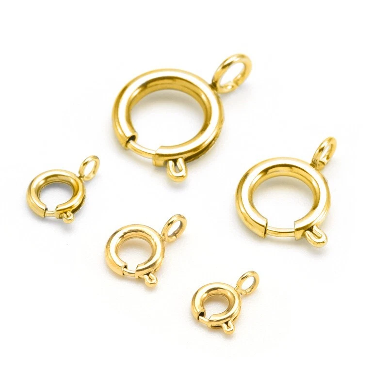 10Pcs 316 Stainless Steel Gold Silver Bolt Spring Ring Open Jewelry Clasp 5~18mm - Image 3 of 4