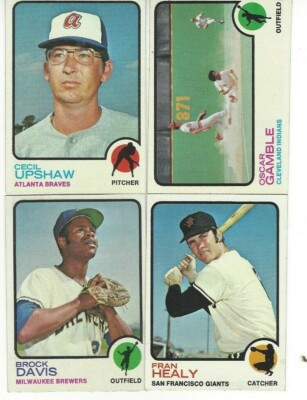 Set of 4 1973 Topps Baseball Cards Upshaw Gamble Healy Davis 