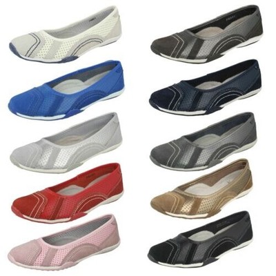 Down To Earth Ladies Flat Ballerina Shoes - F8R991