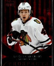 2020-21 Metal Universe Premium Prospects retro rubies RC Lucas Carlsson /50