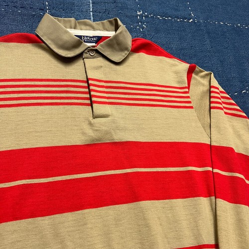 NOS Vintage 70s Washington Dee Cee Striped Polo Shirt Sweater Medium Red Retro - Picture 6 of 11
