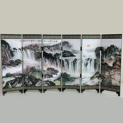 Wall Screen Divider Privacy Wooden Retro Chinese Mini Folding Panel 48*24*0.6cm