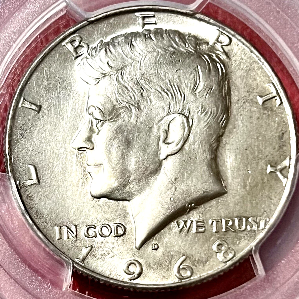 MISSING SILVER/CLAD LAYER ERROR! PCGS MS-62 1968-D KENNEDY HALF DOLLAR - Image 2 of 3