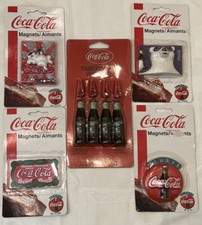 Coca-Cola Refrigerator Magnets Lot Of 4 1995 & 1997 Plus Tablecloth Weights