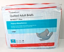 Cardinal Health Quilted Adult Briefs WINGS Plus Large Heavy Absorbency 18 Count