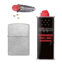Zippo STARTER SET ORIGINAL chrom street + Original Benzin + Zündsteine  60001162