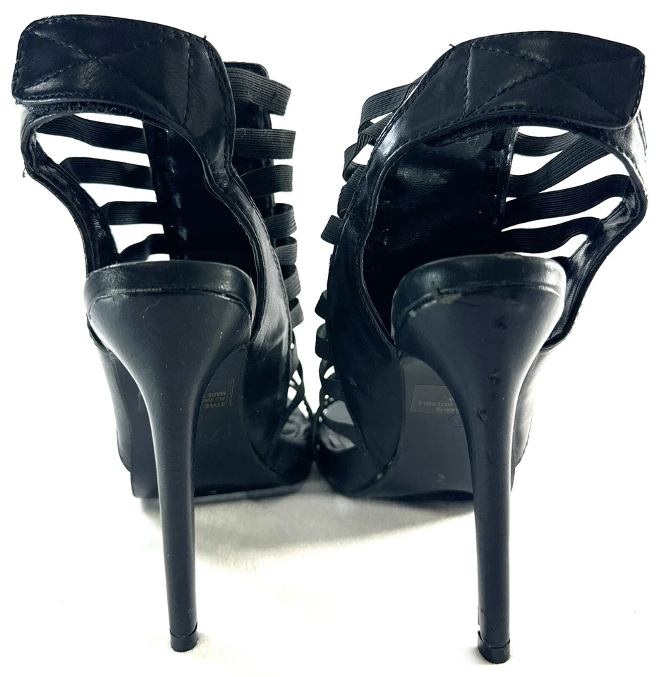 Forever Shoes Black Stiletto Heels Viviana Strap Back Size 7 - Image 4 of 4