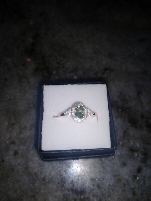 1.0 TCW  Deeply Sat.Nat.AmbanjaDemantoidGarnet,ZirconHaloRing/VermeilRG/SS,sz 8.