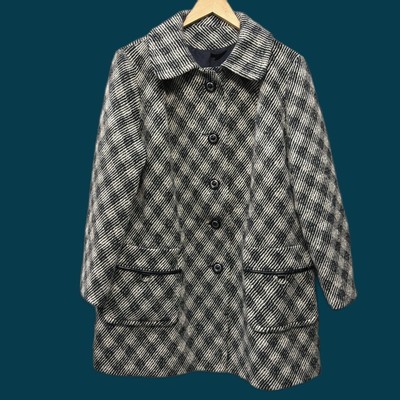 Vintage ILGWU Ladies Workers Union Black White Plaid Wool Blend 