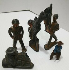 Lot of 5 Lead Manoil Barclay Antique Vintage Military Toy Soldiers, Gunner