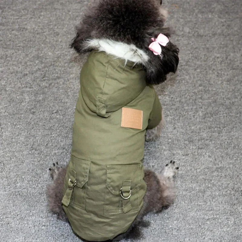 Invierno Ropa para Mascotas Cálida Cachorro Chaqueta Abrigo Ropa con Capucha para Perro Pequeño Mediano Foto 3 de 4