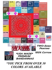Hav-A-Hank PREMIUM*USA Made PAISLEY BANDANNA BANDANA Head Wrap Scarf Face Mask