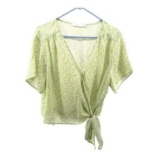 LUSH Women s XXL Green Floral Wrap SS Top Boh...