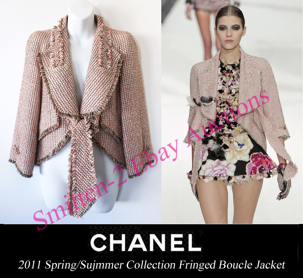 ルミニョン Papillon tweed fringe jacket ピンク 40 CHANEL