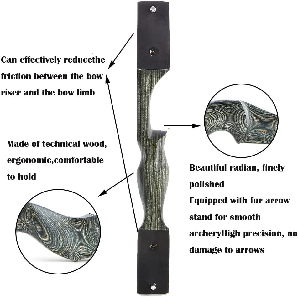 Elevador de madera de derribo de arco recurvo de 60" extremidades de bambú tiro con arco americano caza Foto 3 de 4