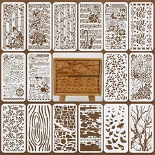 16Pcs Stencils for Crafts Reusable, Texture Stencils for Painting, Layering Draw