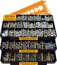 2251 Piece Hardware Assortment Kit Screws Nuts Bolts Washers 3 Trays