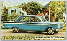 Postcard 1963 Ford Fairlane 500 Corwin Ford Sales Mannington WV Auto Ad C207