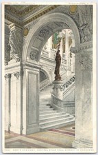 Vintage Library of Congress Central Stair Hall Postcard by Detroit Co