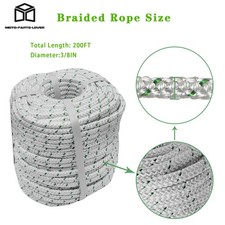 1544Lbs Breaking Strength 3/8" 200' Double Braid Polyester Rope Bull Rope