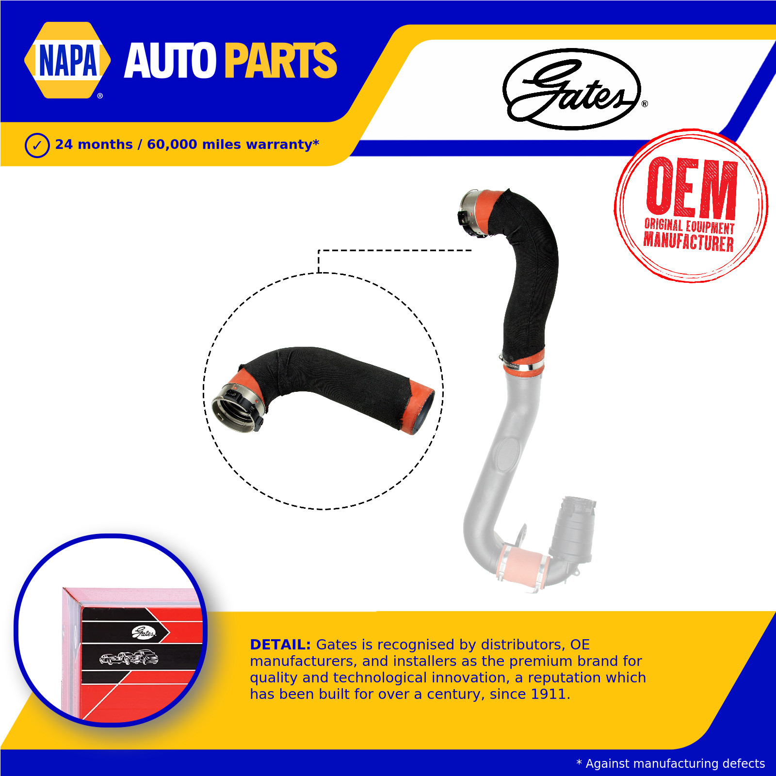 Turbo Hose fits RENAULT MASTER Mk3 2.3D 2010 on Charger Gates 8200730404 Quality