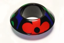 Christian Lacroix Spring 1992 Wide Floral Resin Bangle Bracelet