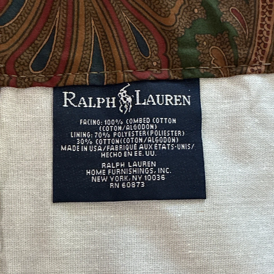 Ralph Lauren Vintage Drapery Panels Pair Elizabeth Paisley 84x84 Excellent - Image 4 of 4