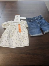 Koala Kids Girl Size 2T Short Sleeve Shirt With Jean Shorts