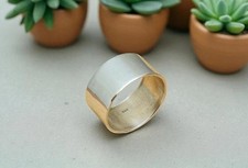 Silver Wide Band, Handmade Smooth Silver Micro GS Ring Jewelry Gift Her & Him