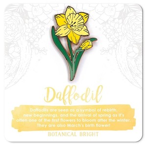 Authentic Daffodil Enamel Pin - March Birth Flower - Gold Plated Nature & Floral Jewelry