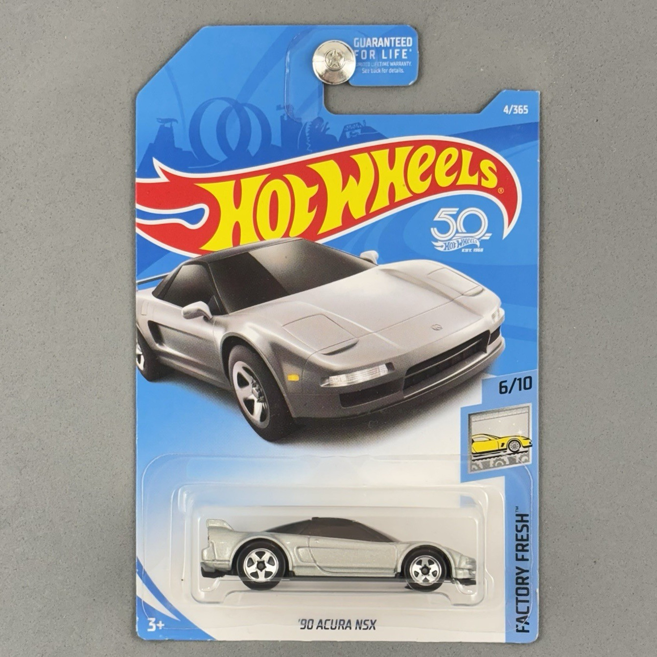 2018 Hot Wheels '90 Acura NSX Metallic Silver Factory Fresh 6/10 4/365