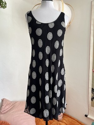 Vintage Nicole Miller Dress 90s Medallion Mandala Sunburst Print Black  White 6 | eBay