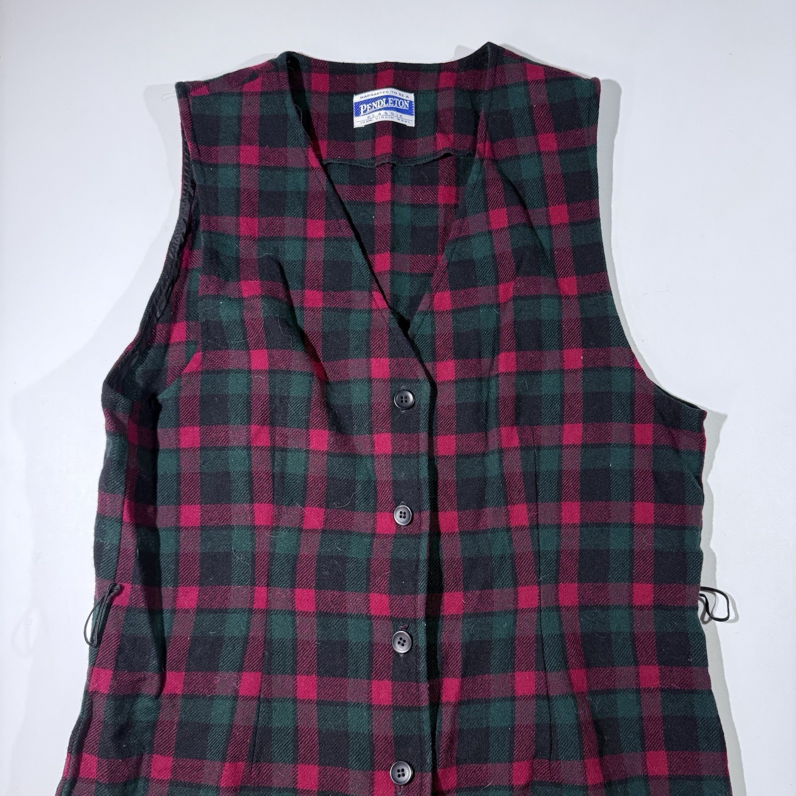 Pendleton 100% Wool Plaid Button Front Sleeveless… - image 2