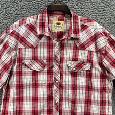 Larry Mahan Cowboy Collection Shirt Mens 2XL Red Plaid Western Pearl Snap Casual