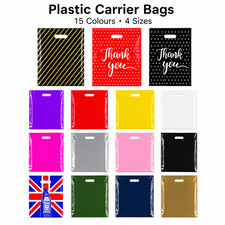 PLASTIC CARRIER BAG - Modern Printed Strong Gift shopping Bags- Reusable 