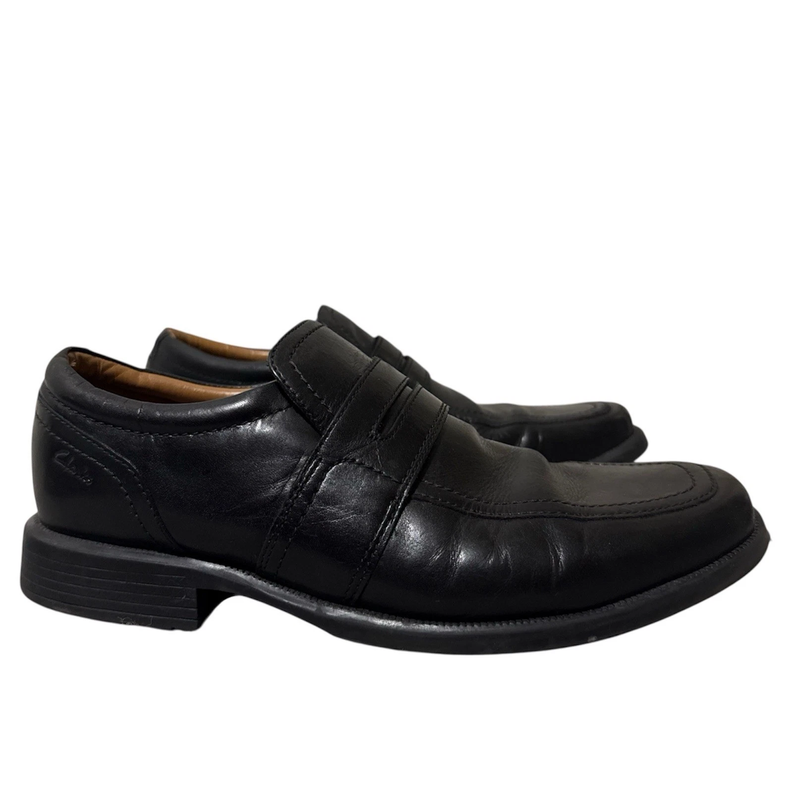 Clarks Scarpe Slip Uomo 7 G Nero Cushion Cell Mocassino in Pelle Nero