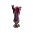 Fenton PLUM Lily of the Valley  Opalescent Iridescent Glass Handkerchief Vase